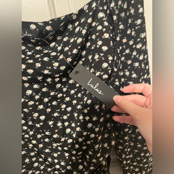 NWT Lulus Growing in the Garden Black Ditsy Floral Print Long Sleeve Dress - Picture 5 of 12